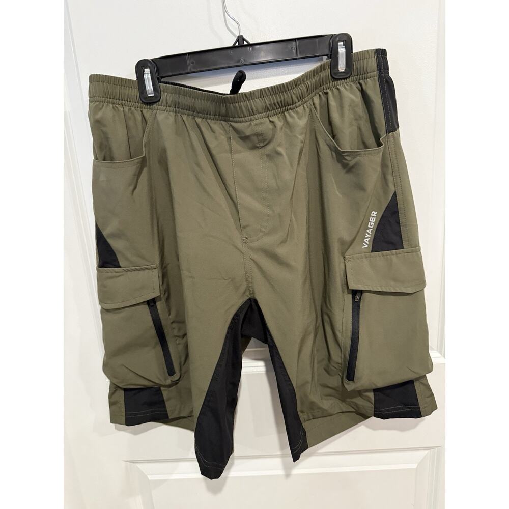 VAYAGER Biking Shorts SZ XL Men's Extra Large Green Padded Cycling MTB Cargo